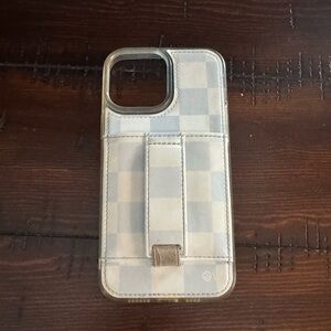 Apple Checkered iPhone 15 pro max  Case - Cream and Gray